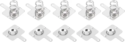 DMiotech 50 pares de resortes de batería de 0.444 in x 0.453 in de repuesto de placa de contacto AA positivo a negativo niquelado para control remoto