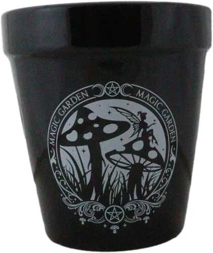Miniatura 8 de Ebros Gift Wicca Brujería Gótica Magia Maceta de Cerámica Negra, Contenedor Floral Alquímico Oculto, Jardinera para Alquimista, Florero, Pulgar