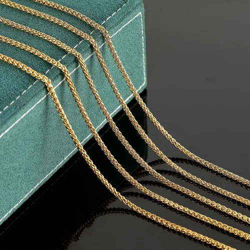 Miniatura 5 de Cadenas chapadas en oro a granel, cadena de trigo de acero inoxidable 304 con anillos de salto y cierres de langosta, collar para hombres y mujeres