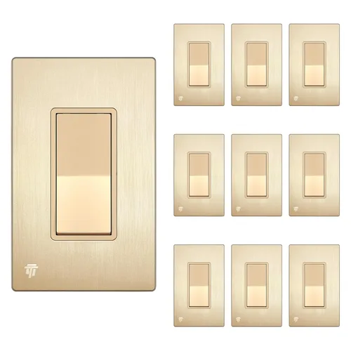 Miniatura 32 de ENERLITES Decorator Paddle Rocker Interruptor de luz, acabado brillante, un solo polo, 3 cables, tornillo de tierra, grado residencial, 15 A, 120