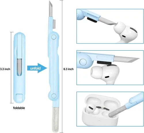 Miniatura 6 de Kit de limpieza electrónica 7 en 1, limpiador de teclado, kit de limpieza de laptop para monitor, teléfono celular, auriculares, Lego, lente de Azul