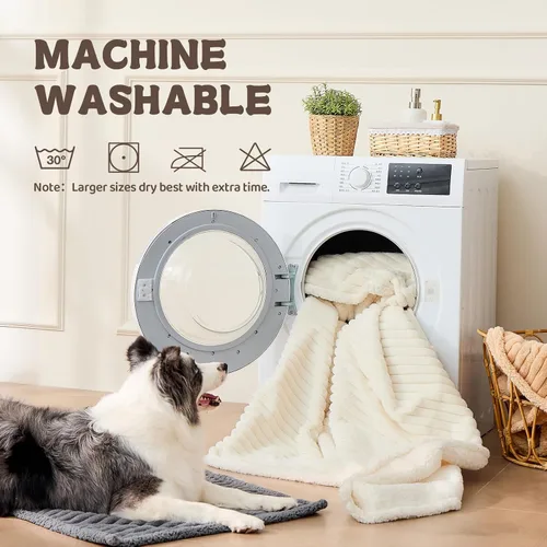 Miniatura 7 de Qeils Manta impermeable calmante para gatos de interior, manta suave y silenciosa de felpa para mascotas, manta gruesa de piel sintética de 500 GSM