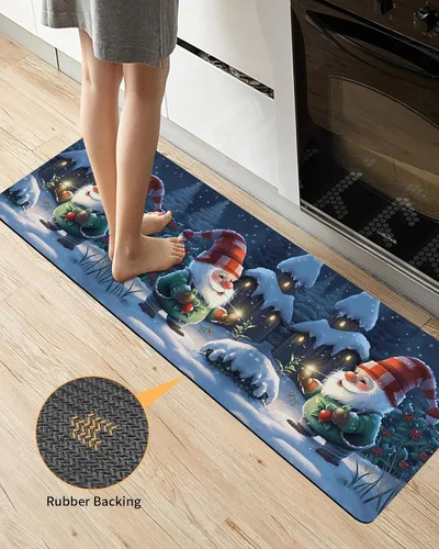 Miniatura 3 de Tapete de baño de gnomos de invierno para bañera, tapete antideslizante de secado rápido y absorbente, tierra de diatomeas, fregadero, dormitorio