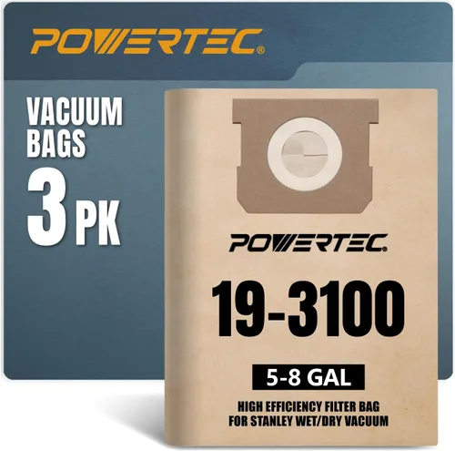 Miniatura 10 de POWERTEC 25-1238 Bolsas para aspiradora Stanley de 4 galones para aspiradora Stanley en seco y húmedo, bolsas de repuesto para aspiradoras Stanley
