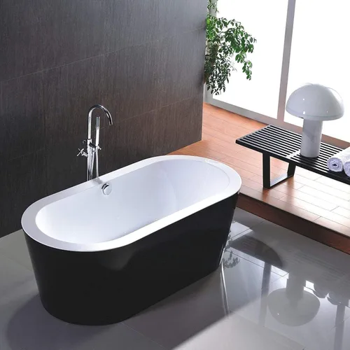 Miniatura 5 de Vanity Art Bañera de acrílico independiente moderna con cromo pulido certificado UPC redondo desbordamiento y drenaje emergente