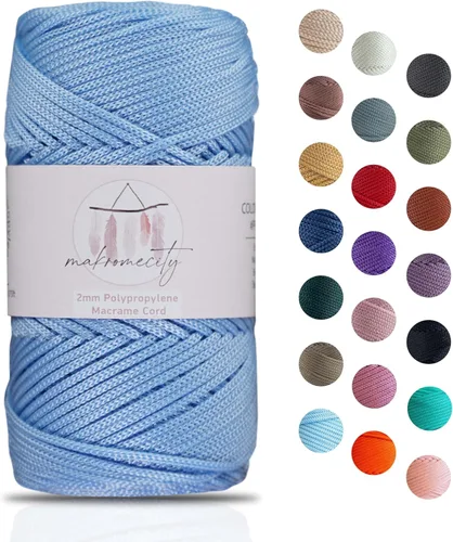Miniatura 59 de Makromecity, Cordón de macramé de poliéster de 2 mm x 38 m (125 yardas) 2 mm de polipropileno, cordón de macramé para crochet, bolsas de macramé