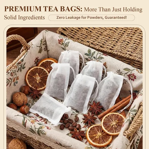 Miniatura 3 de 1800 bolsas de té para hojas sueltas, bolsas de filtro de té desechables a granel, bolsas de infusor con cordón vacías naturales para café, especias