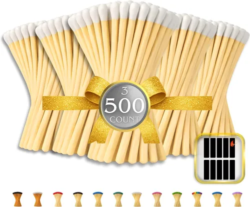 Miniatura 6 de 500 unidades Cerillas azules de 3 pulgadas Lanzadores incluidos Pareja de madera con punta de color Recambio para frascos de cerillas