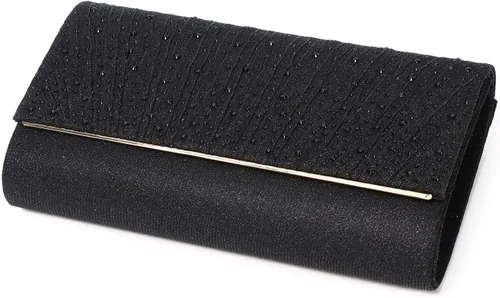Miniatura 3 de Gurina Bolso de noche para mujer, bolso de mano con diamantes de imitación, lentejuelas con purpurina, bolso cruzado para mujer, fiesta de boda