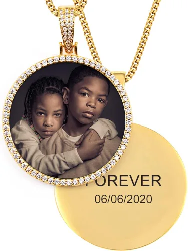 TUHE - Dije de 18 quilates y brillantes personalizable para fotografía y recuerdo dije estilo Hip-Hop para hombre y mujer cadena TenisLazo Cubana