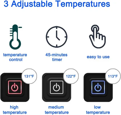 Miniatura 4 de Calentador de pies eléctrico con calefacción, calentador de pies para hombres y mujeres con 3 ajustes de temperatura, apagado automático de 45