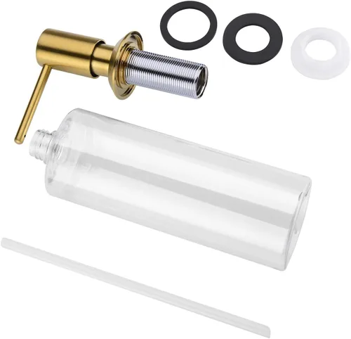 Miniatura 8 de Dispensador de jabón dorado para fregadero de cocina, dispensador de jabón integrado de latón, cabezal de bomba de oro cepillado, loción líquida