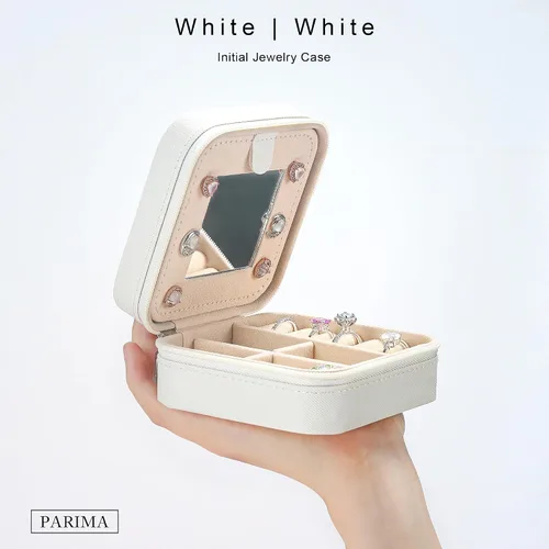 Miniatura 2 de Parima - Joyero de viaje para mujer, regalo de cumpleaños, graduación, Día de la Madre y Día del Maestro, para mujeres y niñas, blanco, letra D