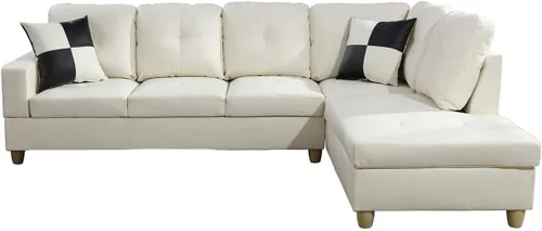 Miniatura 18 de Golden Coast Furniture - Juego de sofá seccional en forma de L, juego de sofá de sala de estar, sofá seccional de cuero con otomana