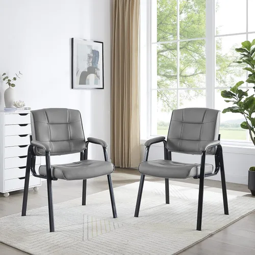 Miniatura 10 de Naomi Home Sillas apilables de piel sintética para invitados de oficina, sillas de recepción con reposabrazos para vestíbulo, clínica, sala