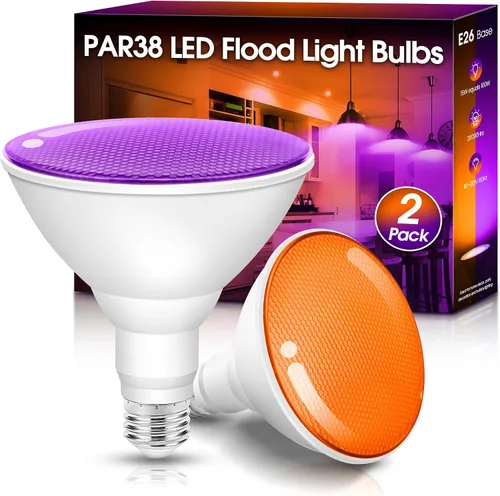 Miniatura 18 de Fulighture Paquete de 2 bombillas de inundación verdes, PAR38 de 15 W (equivalente a 100 W) E26, bombillas LED verdes de inundación para exteriores
