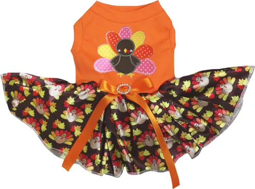 Miniatura 5 de Petitebella Vestido de cachorro de pavo arcoíris (marrón/naranja, talla XS)