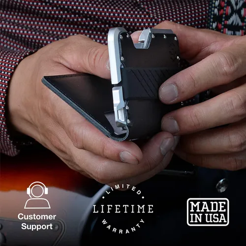 Miniatura 6 de Dango D01 Dapper EDC Wallet - Hecho en Estados Unidos - Cuero genuino, aluminio CNC y bloqueo RFID