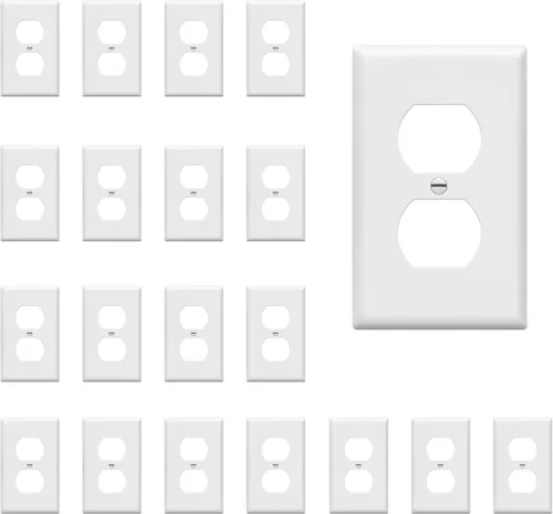 Miniatura 62 de ENERLITES Placa de pared de salida de receptáculo dúplex de tamaño mediano, placas de cubiertas de toma de corriente, tamaño medio de 1 banda, 4.88