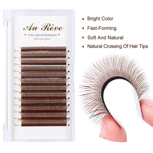 Miniatura 2 de Extensiones de pestañas en Y de colores, YY, extensiones de pestañas postizas en abanico, extensiones de pestañas marrones, rizo D, 0.003 in