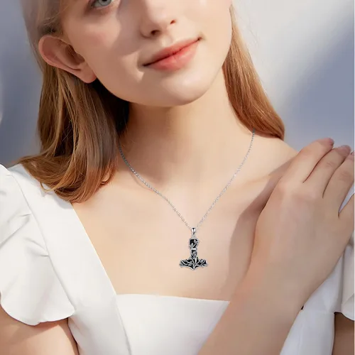 Miniatura 2 de Thor Hammer Necklace 925 Sterling Silver Mjolnir Tree of Life Pendant Necklace Viking Vegvisir Jewelry for Women wife Mom