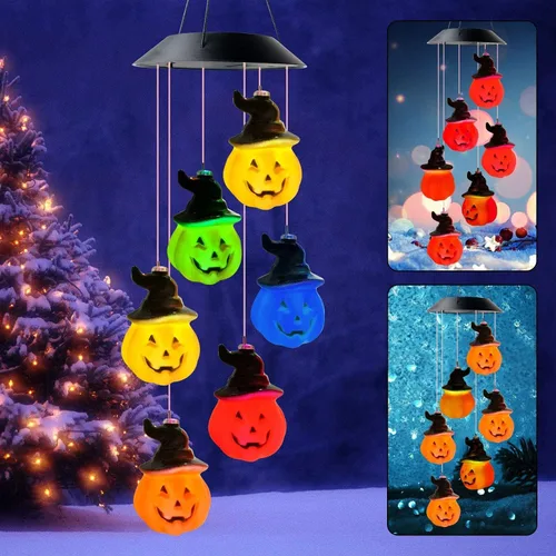 Miniatura 3 de DOUBLEZHE Campanillas de viento solares para exteriores, regalos de luz de calabaza para mamá, abuela, mujeres, esposa, niñas, decoración solar