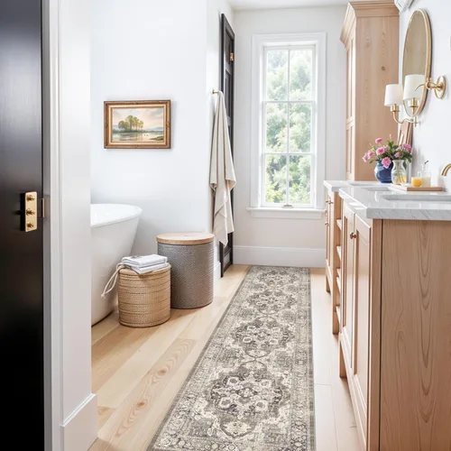 Miniatura 4 de YOUFORTONG Alfombras de pasillo de 2 x 10 pies para pasillos, alfombra de cocina suave antideslizante con respaldo de goma para baño, alfombra