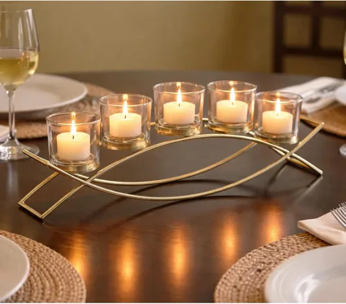 Miniatura 17 de Seraphic - Porta velas arqueado de hierro para centro de mesa Blanco