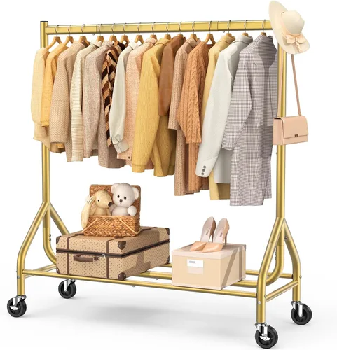Miniatura 11 de EAGMAK - Perchero resistente para ropa con capacidad de carga de 420 LBS, perchero enrollable para ropa con ruedas bloqueables, perchero de metal