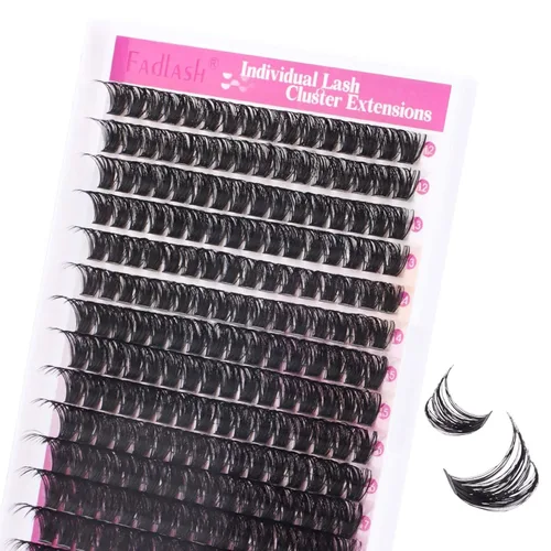 Miniatura 42 de Racimos de pestañas individuales, bandeja mixta, rizado D, extensiones para colocar en casa (40D-0.07 mm-D, 15/32 de pulgada-45/64 de pulgada)