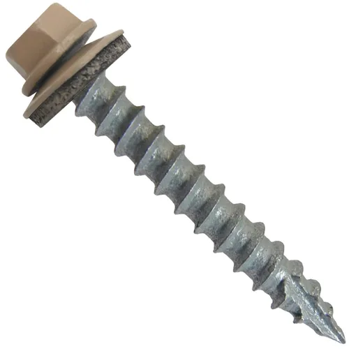 Miniatura 33 de Tornillos de metal para techos n.º 14 x 1-1/2 pulgadas, cabeza hexagonal de arandela de piel de buque Tornillo de techo de chapa metálica. Buckskin