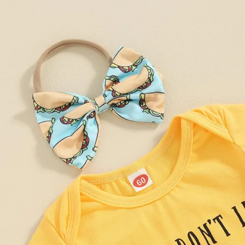 Miniatura 117 de Sejardin Ropa de verano para bebé y niña, recién nacida, manga corta, con letras, mameluco elástico con diadema