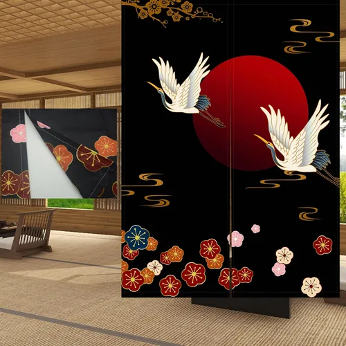 Miniatura 19 de LIGICKY Cortinas Noren estilo japonés para puerta, gruesas, largas, impresas, tapices colgantes para decoración del hogar, 33.5 x 47.2 pulgadas