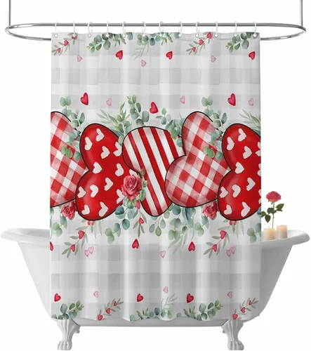 Miniatura 11 de LooPoP Cortina de ducha de Pascua con ganchos, tela impermeable, diseño de flores, zanahoria, conejo, juego de cortinas de ducha para baño, bañeras
