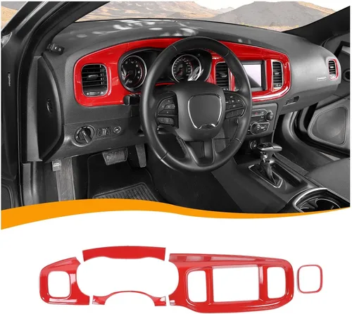 Miniatura 9 de Hoolcar para Dodge Charger 2015+ Kit de Embellecedores de Decoración Interior, Panel Central de Control del Tablero, Embellecedor del Panel