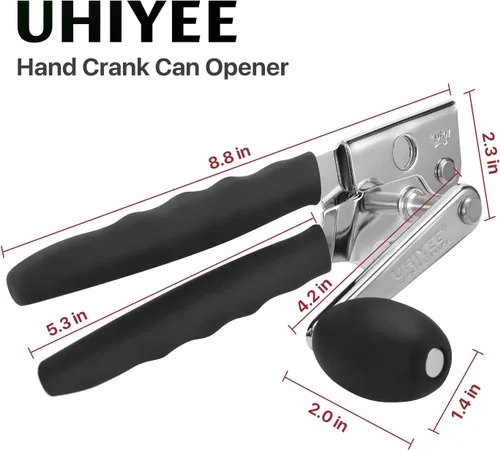 Miniatura 7 de Abridor de latas comercial, UHIYEE abridor de latas manual de mano resistente con mango extralargo cómodo, perilla de gran tamaño, abridor de latas