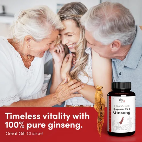 Miniatura 8 de Ginseng rojo coreano (raíz de 6 años) (ginsenósido mejorado) 120 cápsulas veganas