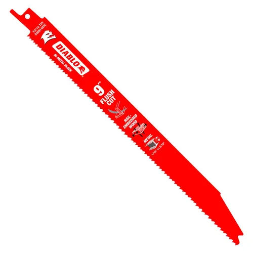 Miniatura 10 de Diablo Hoja de sierra recíproca bimetálica para cortes de uso general – 6 pulgadas de longitud, diente variable, diente, 8/14 TPI, paquete de 5