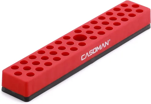 Miniatura 10 de CASOMAN 2 piezas 1/4" Organizador de brocas hexagonales con base magnética - Rojo, Organizador de 86 brocas con fuerte base magnética, Organizador
