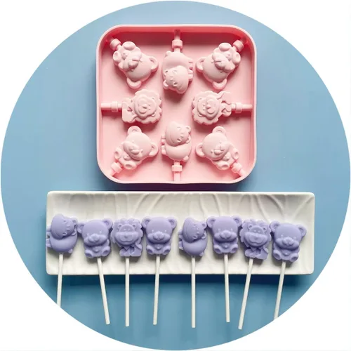 Miniatura 6 de Juego de moldes para piruletas de frutas, molde para chupón de caramelo duro naranja y molde de chocolate de frutas con 50 palitos de paletas