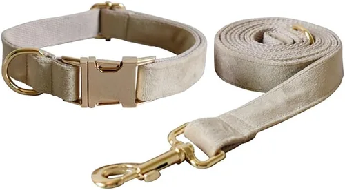 Miniatura 16 de Love Dream Juego de collar y correa de terciopelo para perro, suave y cómodo, correa ajustable y collar con hebilla de metal resistente para perros