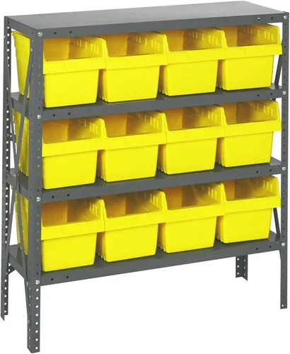 Miniatura 324 de Quantum QSBU-245BK Heavy Duty Shelving Unit with (7) Shelves and (24) QUS245 Black Bins for Garage Warehouse Storage Distribution 400 lb Load