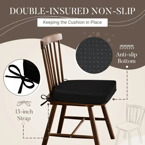Miniatura 5 de Basic Beyond Cojines para sillas de comedor, 4 unidades, cojines para sillas de cocina en forma de D con lazos, juego de 4, cojines de asiento