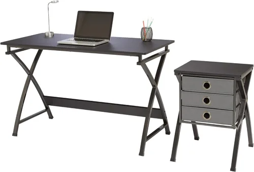 Miniatura 5 de Realspace® X-Cross - Escritorio para computadora de 48 pulgadas de ancho con archivador, color negro