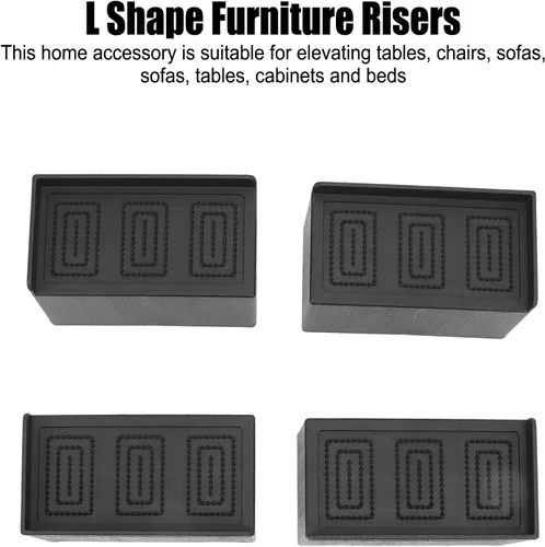 Miniatura 5 de Rectangular Stackable Furniture Risers Set, Rubber Elevated Support Blocks for Beds, Couches, Desks, and Sofas with 4 Inch Height