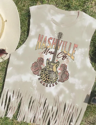 Miniatura 2 de Nashville - Camiseta sin mangas para mujer, diseño de festival de música country, estampado gráfico, sin mangas, Nash Music