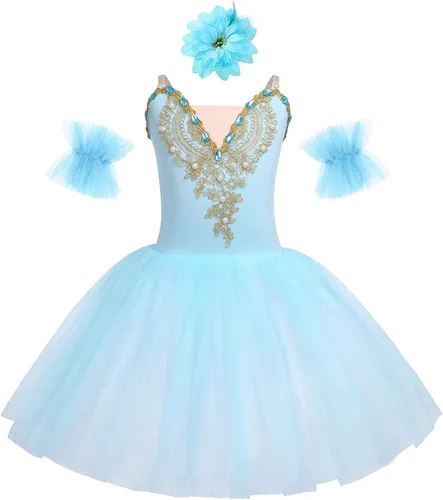 AFAVOM Toddler Ballet Leotard for Girls Camisole Skirt Leotard Swan Lake Ballet Dance Dress with Accessories for Performance