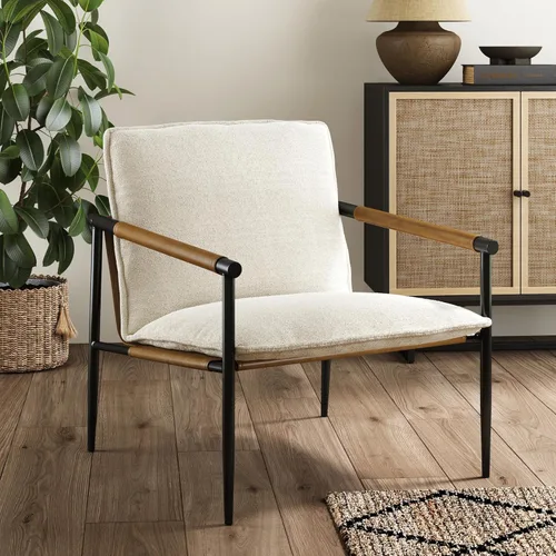 Miniatura 11 de Nathan James - Hudson - Silla decorativa para sala de estar, cómoda silla de lectura para dormitorio, sillón de madera estilo mediados de siglo