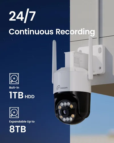 Miniatura 8 de Loocam PoE Sistema de Cámara de Seguridad Inalámbrico 4K con 8CH NVR 1TB HDD Wi-Fi 6 Tech, 4K UHD Wireless Cameras, 355° Pan 95° Tilt, Light &