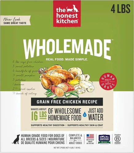 The Honest Kitchen Human Grade Wholemade™ Comida deshidratada para perros sin granos de pollo grado humano - Comida completa y equilibrada o
